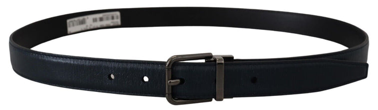 Blue Leather Silver Metal Buckle Vintage Belt Dolce & Gabbana