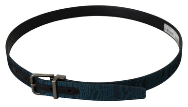 Blue Jacquard Moire Silver Metal Belt Men Dolce & Gabbana