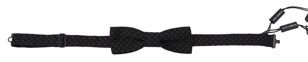 Black Pattern Silk Adjustable Neck Papillon Bow Tie Dolce & Gabbana