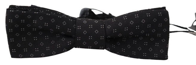 Black Pattern Silk Adjustable Neck Papillon Bow Tie Dolce & Gabbana