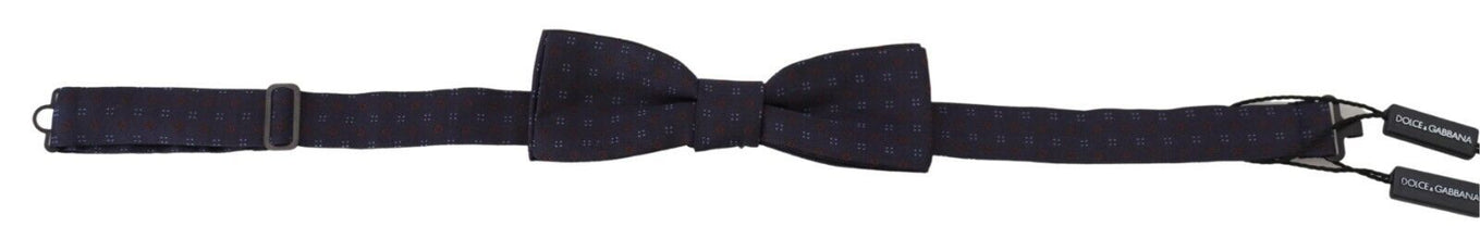 Blue Pattern Silk Adjustable Neck Papillon Bow Tie Dolce & Gabbana