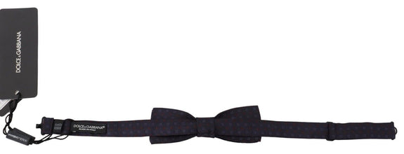 Blue Pattern Silk Adjustable Neck Papillon Bow Tie Dolce & Gabbana