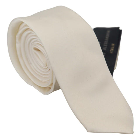 Off White Silk Men Necktie Adjustable Accessory Tie Daniele Alessandrini