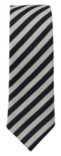 White Blue Striped Classic Adjustable Men Silk Tie Denny Rose