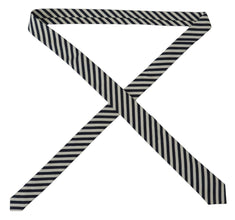 White Blue Striped Classic Adjustable Men Silk Tie Denny Rose