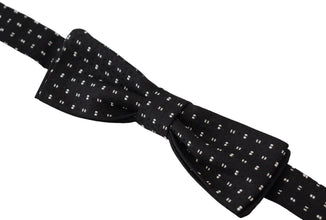 Black Silk Patterned Neck Papillon Accessory Bow Tie Dolce & Gabbana