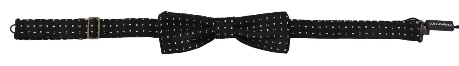 Black Silk Patterned Neck Papillon Accessory Bow Tie Dolce & Gabbana