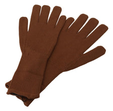 Brown Cashmere Knitted Hands Mitten Mens Gloves Dolce & Gabbana