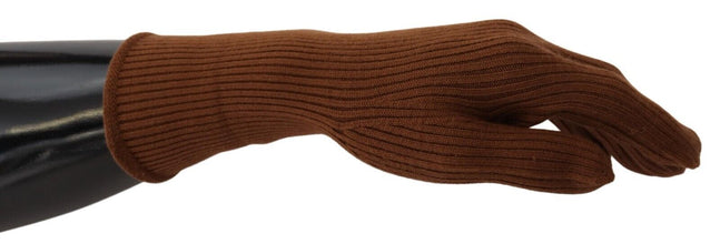 Brown Cashmere Knitted Hands Mitten Mens Gloves Dolce & Gabbana