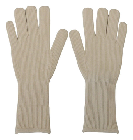 White Cashmere Knitted Hands Mitten Mens Gloves Dolce & Gabbana
