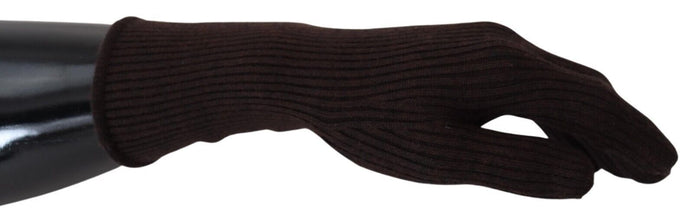 Brown Cashmere Silk Hands Mitten Mens Gloves Dolce & Gabbana