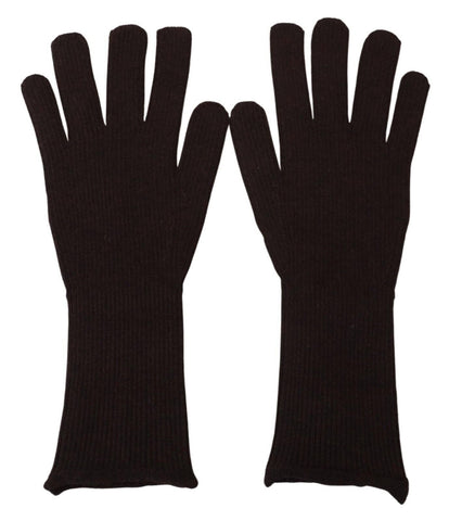 Brown Cashmere Silk Hands Mitten Mens Gloves Dolce & Gabbana