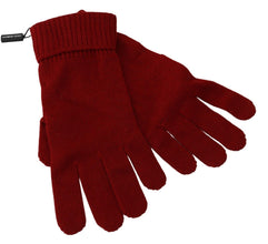 Red 100% Cashmere Knit Hands Mitten Mens Gloves Dolce & Gabbana