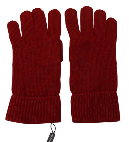 Red 100% Cashmere Knit Hands Mitten Mens Gloves Dolce & Gabbana