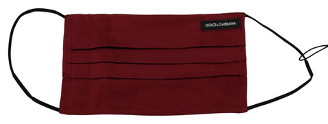 Maroon Silk Pleated Elastic Ear Strap One Size Face Mask Dolce & Gabbana