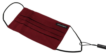 Maroon Silk Pleated Elastic Ear Strap One Size Face Mask Dolce & Gabbana