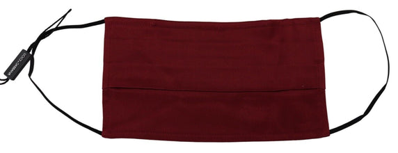 Maroon Silk Pleated Elastic Ear Strap One Size Face Mask Dolce & Gabbana