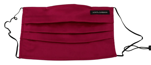 Maroon Silk Pleated Elastic Ear Strap One Size Face Mask Dolce & Gabbana