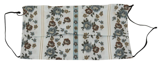 White Floral Cotton Pleated Elastic Ear Strap Face Mask Dolce & Gabbana