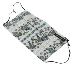 White Floral Cotton Pleated Elastic Ear Strap Face Mask Dolce & Gabbana