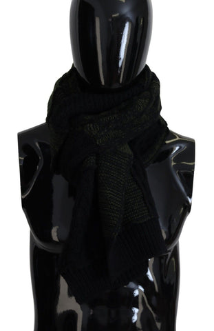 Black Green Knitted Men Neck Wrap Shawl Scarf Dolce & Gabbana