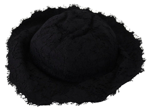 Black Cotton Wide Brim Shade Hat Dolce & Gabbana