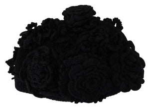 Black Wool Knit Winter Beanie Hat Dolce & Gabbana