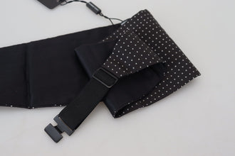 Black Polka Dot Wide Waist Men Belt Cummerband Dolce & Gabbana