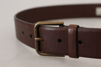 Brown Leather Gold Metal Buckle Carabiner Belt Dolce & Gabbana
