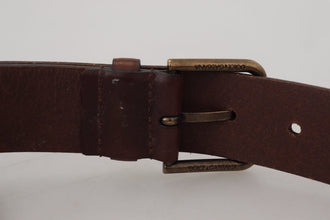 Brown Leather Gold Metal Buckle Carabiner Belt Dolce & Gabbana