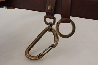 Brown Leather Gold Metal Buckle Carabiner Belt Dolce & Gabbana