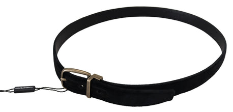 Black Velvet Leather Antique Metal Buckle Dolce & Gabbana