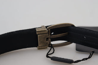 Black Velvet Leather Antique Metal Buckle Dolce & Gabbana