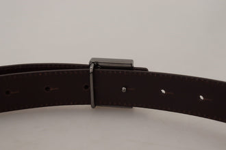 Gold Leather Silver Square Metal Buckle Belt Dolce & Gabbana