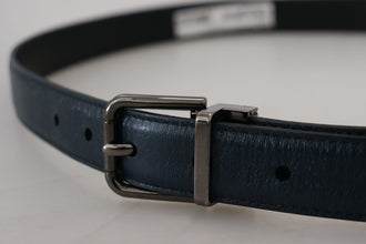 Blue Leather Silver Metal Buckle Vintage Belt Dolce & Gabbana