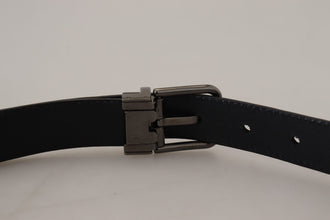Blue Leather Silver Metal Buckle Vintage Belt Dolce & Gabbana