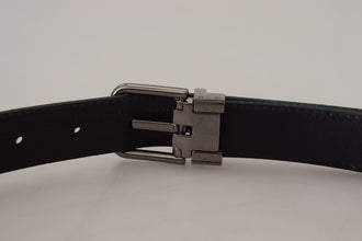 Blue Jacquard Moire Silver Metal Belt Men Dolce & Gabbana