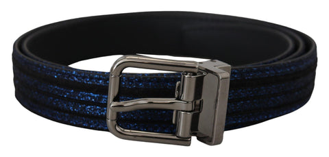 Blue Jacquard Stripe Silver Buckle Belt Dolce & Gabbana