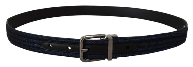 Blue Jacquard Stripe Silver Buckle Belt Dolce & Gabbana