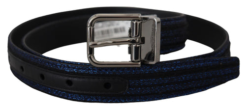 Blue Jacquard Stripe Silver Buckle Belt Dolce & Gabbana