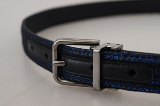 Blue Jacquard Stripe Silver Buckle Belt Dolce & Gabbana