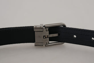 Blue Jacquard Stripe Silver Buckle Belt Dolce & Gabbana