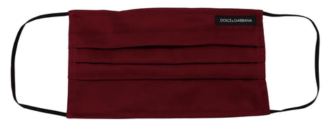 Maroon Silk Pleated Elastic Ear Strap One Size Face Mask Dolce & Gabbana
