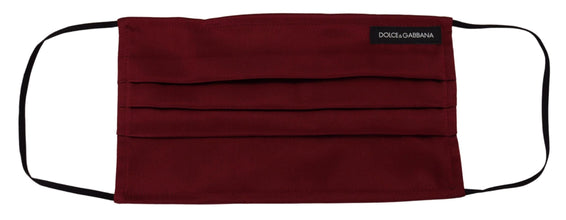 Maroon Silk Pleated Elastic Ear Strap One Size Face Mask Dolce & Gabbana