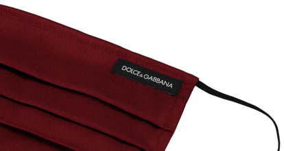 Maroon Silk Pleated Elastic Ear Strap One Size Face Mask Dolce & Gabbana