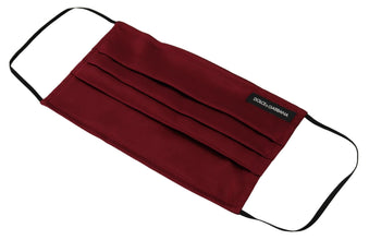 Maroon Silk Pleated Elastic Ear Strap One Size Face Mask Dolce & Gabbana
