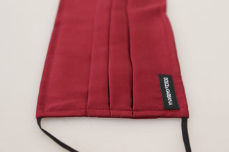 Maroon Silk Pleated Elastic Ear Strap One Size Face Mask Dolce & Gabbana