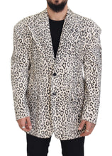 White Leopard Single Breasted Coat Blazer Dolce & Gabbana