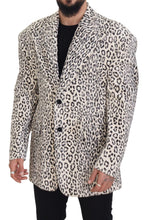 White Leopard Single Breasted Coat Blazer Dolce & Gabbana