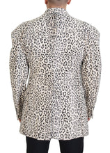 White Leopard Single Breasted Coat Blazer Dolce & Gabbana